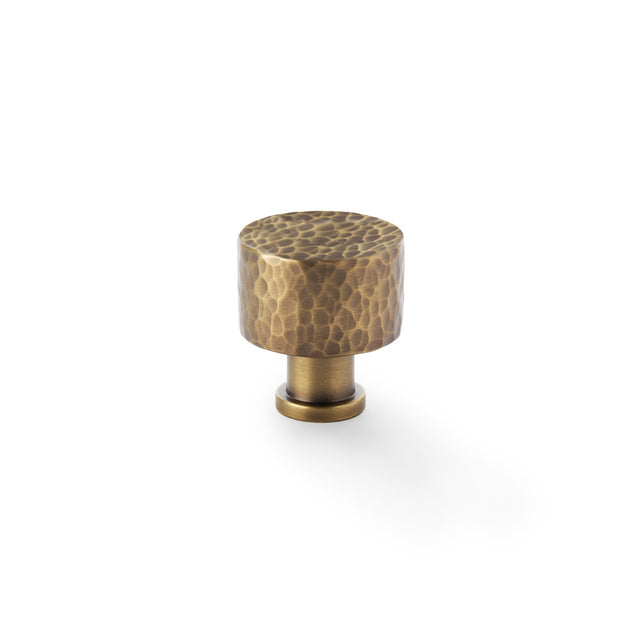 High quality image of Alexander & Wilks Leila - Hammered Cupboard Knob - Antique Brass - 30mm | Sku. aw816-30-ab | Trade Door Handles.