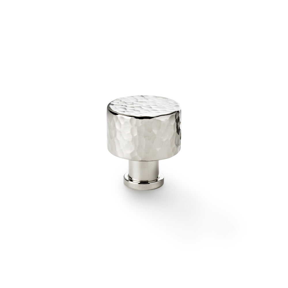 High quality image of Alexander & Wilks Leila Hammered Cupboard Knob - Polished Nickel - 30mm | Sku. aw816-30-pn | Trade Door Handles.
