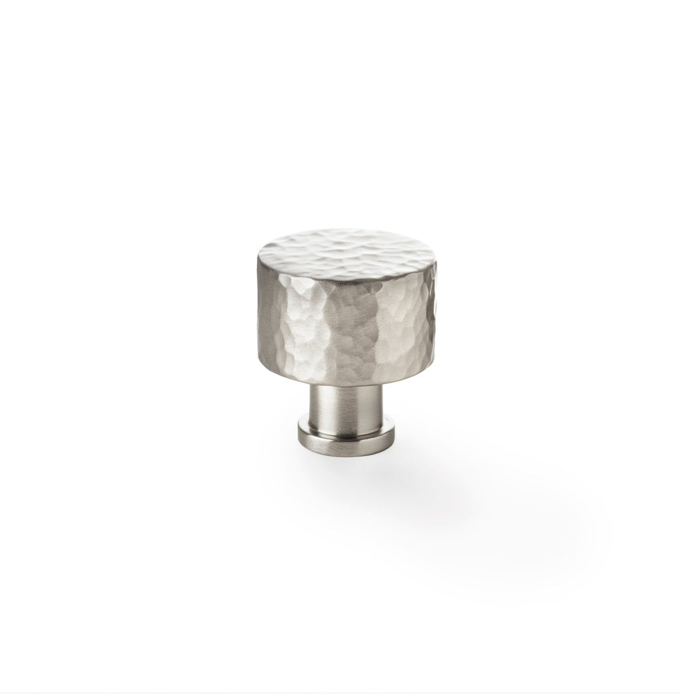 High quality image of Alexander & Wilks Leila Hammered Cupboard Knob - Satin Nickel - 30mm | Sku. aw816-30-sn | Trade Door Handles.