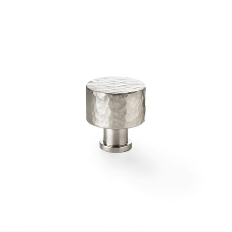 High quality image of Alexander & Wilks Leila Hammered Cupboard Knob - Satin Nickel - 30mm | Sku. aw816-30-sn | Trade Door Handles.