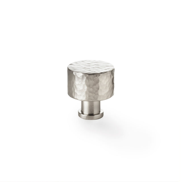 High quality image of Alexander & Wilks Leila Hammered Cupboard Knob - Satin Nickel - 30mm | Sku. aw816-30-sn | Trade Door Handles.