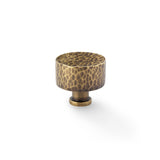 High quality image of Alexander & Wilks Leila Hammered Cupboard Knob - Antique Brass - 35mm | Sku. aw816-35-ab | Trade Door Handles.