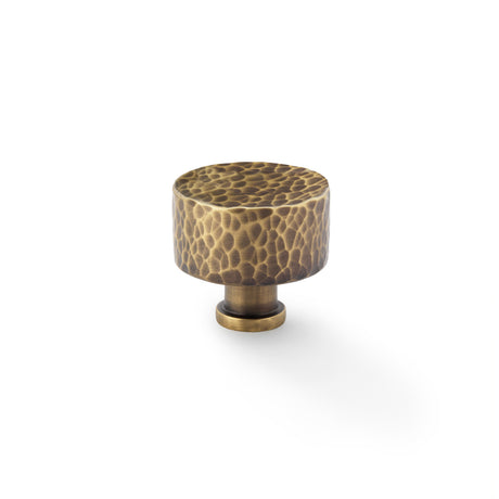 High quality image of Alexander & Wilks Leila Hammered Cupboard Knob - Antique Brass - 35mm | Sku. aw816-35-ab | Trade Door Handles.