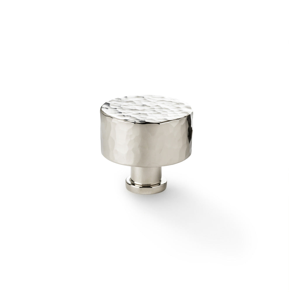 High quality image of Alexander & Wilks Leila Hammered Cupboard Knob - Polished Nickel - 35mm | Sku. aw816-35-pn | Trade Door Handles.