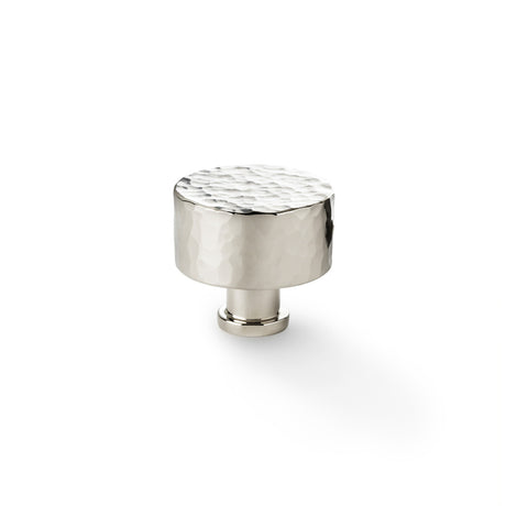 High quality image of Alexander & Wilks Leila Hammered Cupboard Knob - Polished Nickel - 35mm | Sku. aw816-35-pn | Trade Door Handles.