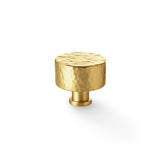High quality image of Alexander & Wilks Leila Hammered Cupboard Knob - Satin Brass - 35mm | Sku. aw816-35-sb | Trade Door Handles.