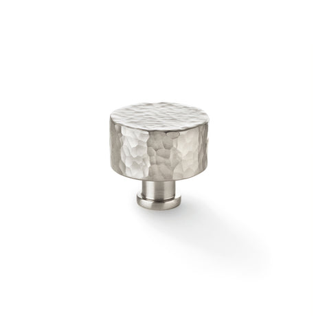 High quality image of Alexander & Wilks Leila Hammered Cupboard Knob - Satin Nickel - 35mm | Sku. aw816-35-sn | Trade Door Handles.
