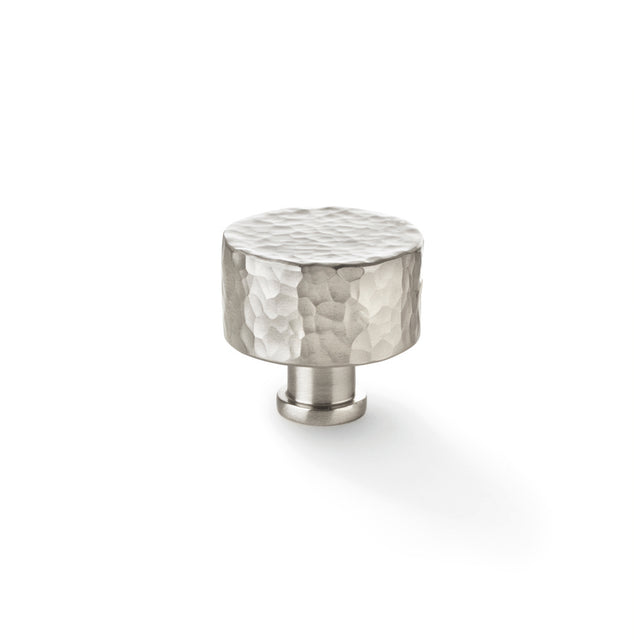 High quality image of Alexander & Wilks Leila Hammered Cupboard Knob - Satin Nickel - 35mm | Sku. aw816-35-sn | Trade Door Handles.