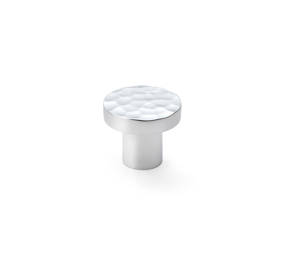 High quality image of Alexander & Wilks Hanover Hammered Cupboard Knob - Polished Chrome - 30mm | Sku. aw820-30-pc | Trade Door Handles.