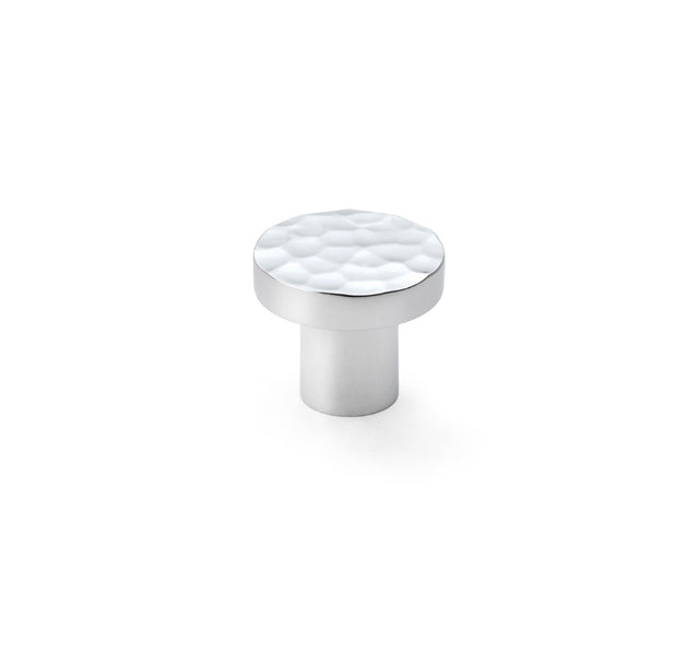 High quality image of Alexander & Wilks Hanover Hammered Cupboard Knob - Polished Chrome - 30mm | Sku. aw820-30-pc | Trade Door Handles.