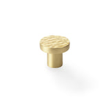 High quality image of Alexander & Wilks Hanover Hammered Cupboard Knob - Satin Brass - 30mm | Sku. aw820-30-sb | Trade Door Handles.