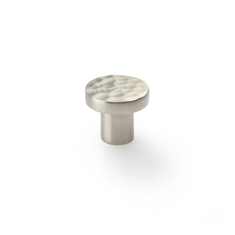 High quality image of Alexander & Wilks Hanover Hammered Cupboard Knob - Satin Nickel - 30mm | Sku. aw820-30-sn | Trade Door Handles.