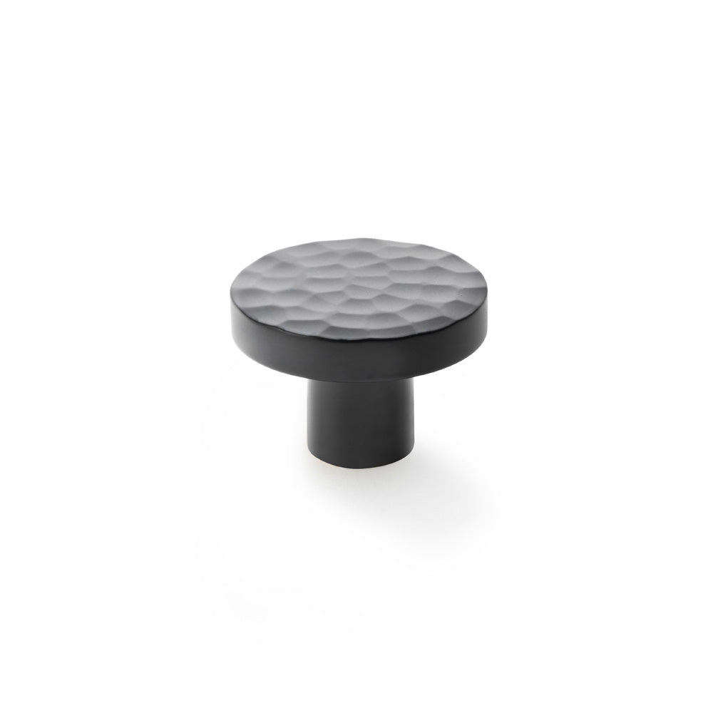 High quality image of Alexander & Wilks Hanover Hammered Cupboard Knob - Black - 38mm | Sku. aw820-38-bl | Trade Door Handles.