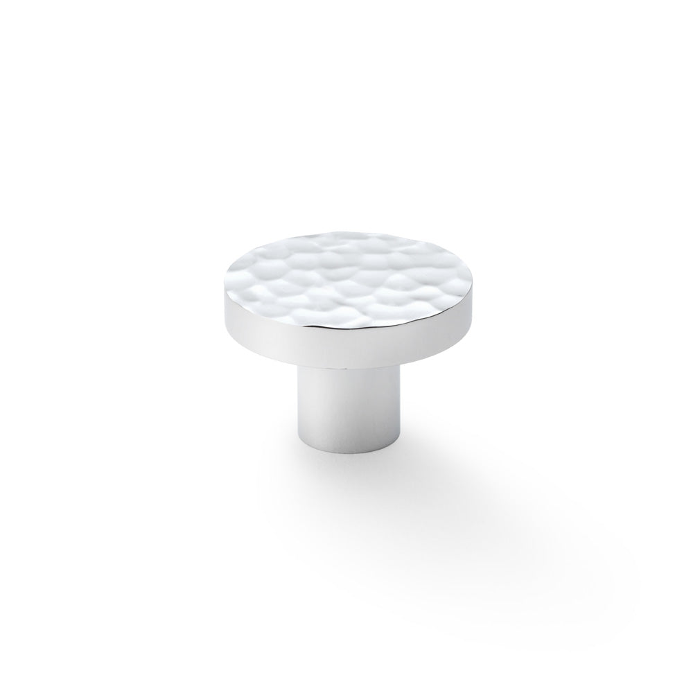 High quality image of Alexander & Wilks Hanover Hammered Cupboard Knob - Polished Chrome - 38mm | Sku. aw820-38-pc | Trade Door Handles.