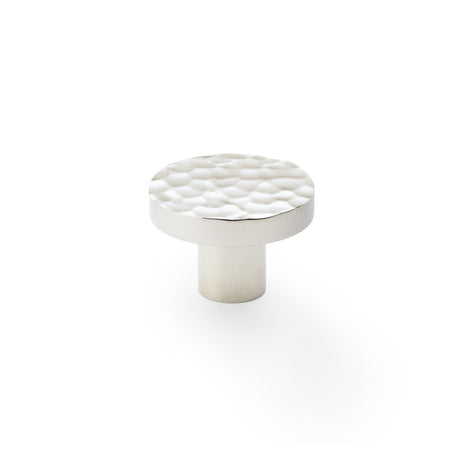 High quality image of Alexander & Wilks Hanover Hammered Cupboard Knob - Polished Nickel - 38mm | Sku. aw820-38-pn | Trade Door Handles.