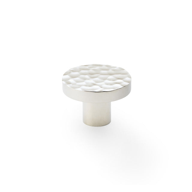 High quality image of Alexander & Wilks Hanover Hammered Cupboard Knob - Polished Nickel - 38mm | Sku. aw820-38-pn | Trade Door Handles.