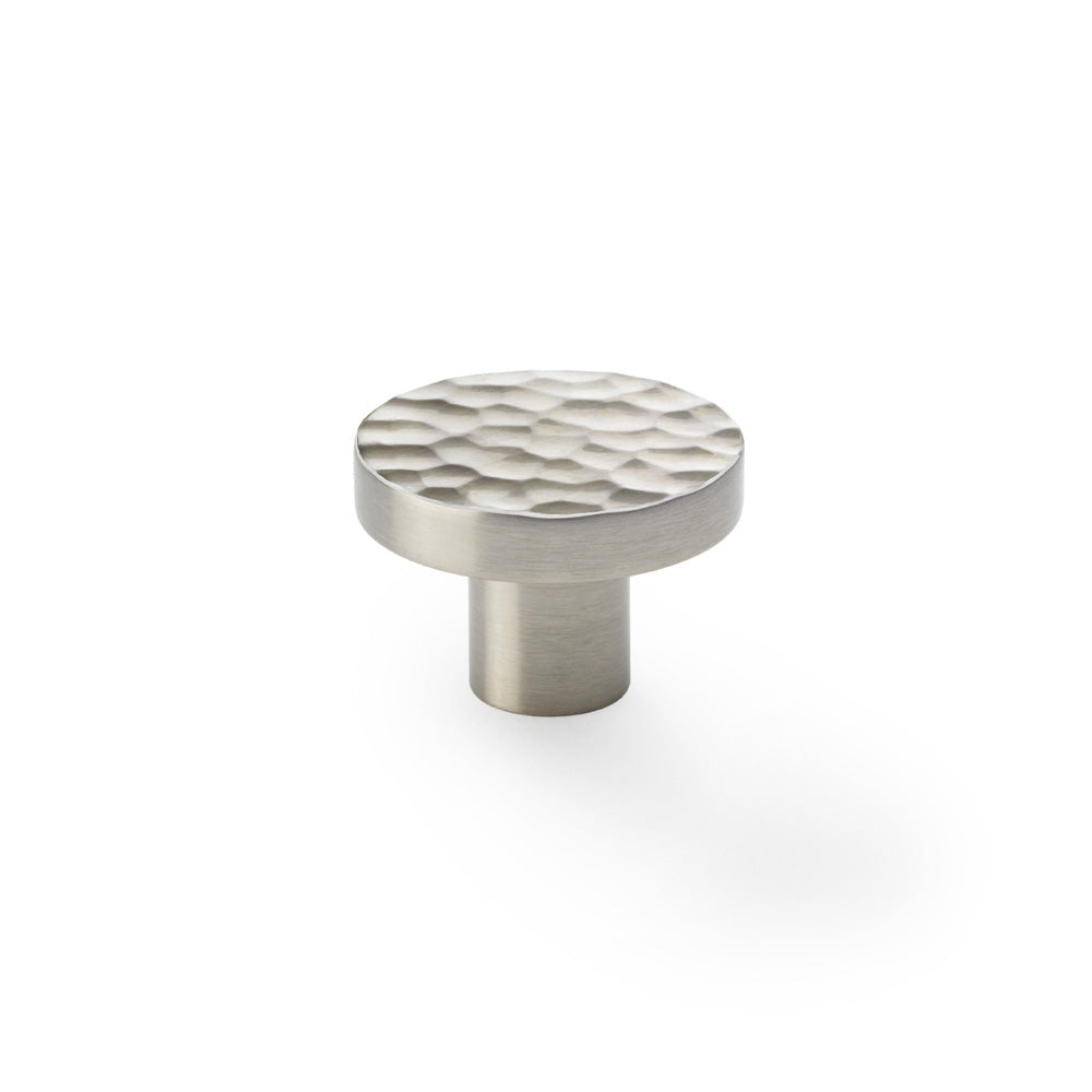 High quality image of Alexander & Wilks Hanover Hammered Cupboard Knob - Satin Nickel - 38mm | Sku. aw820-38-sn | Trade Door Handles.
