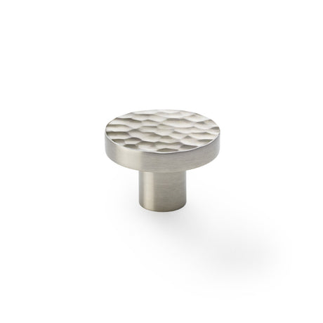 High quality image of Alexander & Wilks Hanover Hammered Cupboard Knob - Satin Nickel - 38mm | Sku. aw820-38-sn | Trade Door Handles.