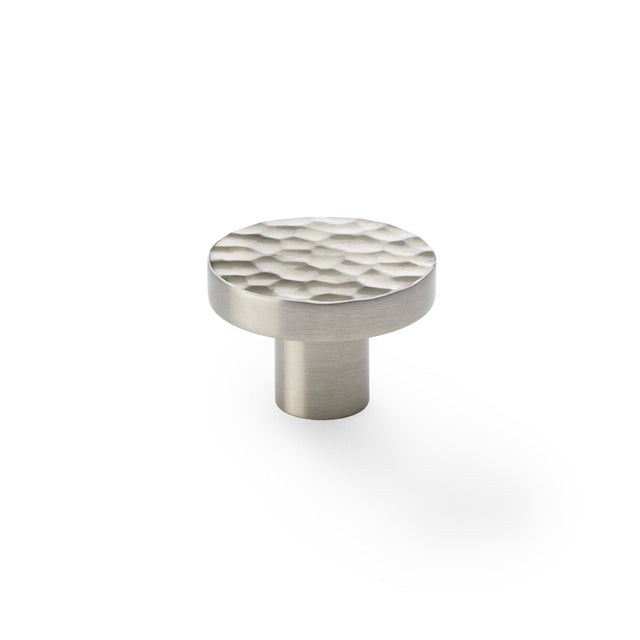 High quality image of Alexander & Wilks Hanover Hammered Cupboard Knob - Satin Nickel - 38mm | Sku. aw820-38-sn | Trade Door Handles.