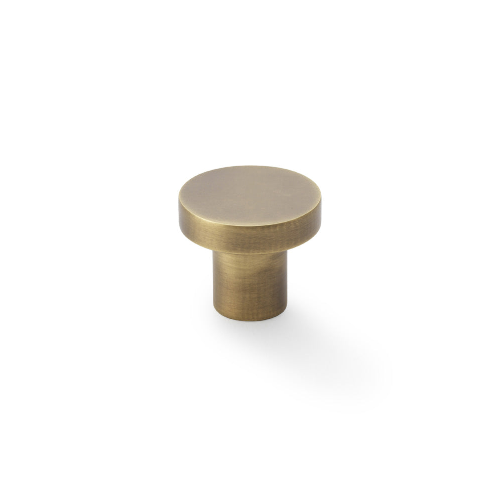 High quality image of Alexander & Wilks Hanover Plain Cupboard Knob - Antique Brass - Knob 30mm | Sku. aw821-30-ab | Trade Door Handles.