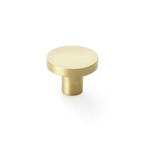 High quality image of Alexander & Wilks Hanover Plain Cupboard Knob - Satin Brass - Knob 38mm | Sku. aw821-38-sb | Trade Door Handles.