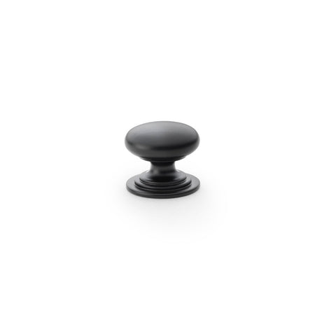 High quality image of Alexander & Wilks Waltz Round Cupboard Knob on Stepped Rose - Black - 25mm | Sku. aw825-25-bl | Trade Door Handles.