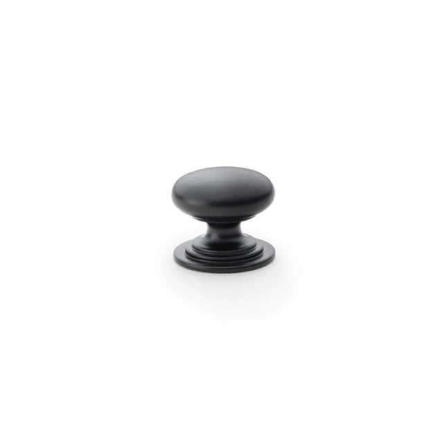 High quality image of Alexander & Wilks Waltz Round Cupboard Knob on Stepped Rose - Black - 25mm | Sku. aw825-25-bl | Trade Door Handles.