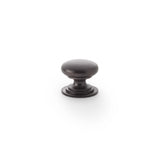 High quality image of Alexander & Wilks Waltz Round Cupboard Knob on Stepped Rose - Dark Bronze - 25mm | Sku. aw825-25-dbz | Trade Door Handles.