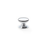 High quality image of Alexander & Wilks Waltz Round Cupboard Knob on Stepped Rose - Polished Chrome - 25mm | Sku. aw825-25-pc | Trade Door Handles.