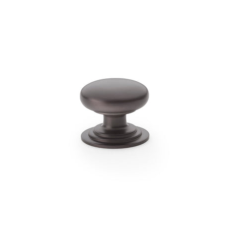 High quality image of Alexander & Wilks Waltz Round Cupboard Knob on Stepped Rose - Dark Bronze - 32mm | Sku. aw825-32-dbz | Trade Door Handles.