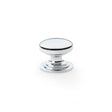 High quality image of Alexander & Wilks Waltz Round Cupboard Knob on Stepped Rose - Polished Chrome - 32mm | Sku. aw825-32-pc | Trade Door Handles.