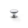 High quality image of Alexander & Wilks Waltz Round Cupboard Knob on Stepped Rose - Polished Nickel - 32mm | Sku. aw825-32-pn | Trade Door Handles.