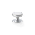 High quality image of Alexander & Wilks Waltz Round Cupboard Knob on Stepped Rose - Satin Chrome - 32mm | Sku. aw825-32-sc | Trade Door Handles.