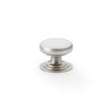 High quality image of Alexander & Wilks Waltz Round Cupboard Knob on Stepped Rose - Satin Nickel - 32mm | Sku. aw825-32-sn | Trade Door Handles.