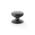 High quality image of Alexander & Wilks Waltz Round Cupboard Knob on Stepped Rose - Black - 38mm | Sku. aw825-38-bl | Trade Door Handles.