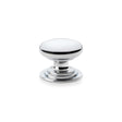 High quality image of Alexander & Wilks Waltz Round Cupboard Knob on Stepped Rose - Polished Chrome - 38mm | Sku. aw825-38-pc | Trade Door Handles.