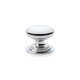 High quality image of Alexander & Wilks Waltz Round Cupboard Knob on Stepped Rose - Polished Chrome - 38mm | Sku. aw825-38-pc | Trade Door Handles.