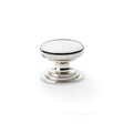 High quality image of Alexander & Wilks Waltz Round Cupboard Knob on Stepped Rose - Polished Nickel - 38mm | Sku. aw825-38-pn | Trade Door Handles.