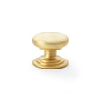 High quality image of Alexander & Wilks Waltz Round Cupboard Knob on Stepped Rose - Satin Brass - 38mm | Sku. aw825-38-sb | Trade Door Handles.