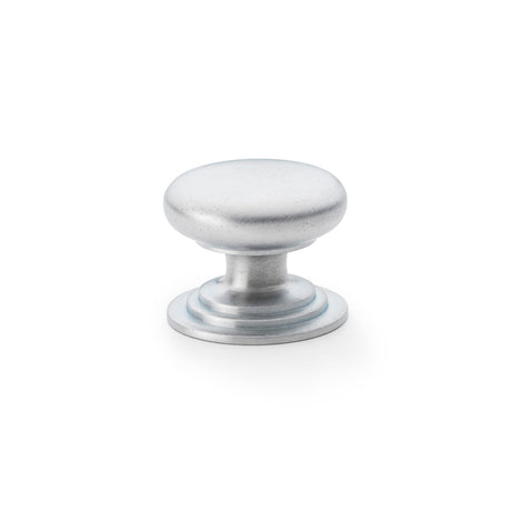 High quality image of Alexander & Wilks Waltz Round Cupboard Knob on Stepped Rose - Satin Chrome - 38mm | Sku. aw825-38-sc | Trade Door Handles.