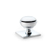 High quality image of Alexander & Wilks Quantock Cupboard Knob on Square Backplate - Polished Chrome - 34mm | Sku. aw826-34-pc | Trade Door Handles.