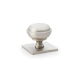 High quality image of Alexander & Wilks Quantock Cupboard Knob on Square Backplate - Satin Nickel - 34mm | Sku. aw826-34-sn | Trade Door Handles.