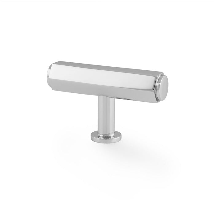 High quality image of Alexander & Wilks - Vesper Hex T - Bar Cabinet Knob - Polished Chrome | Sku. aw829-55-pc | Trade Door Handles.