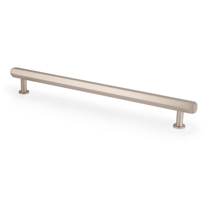 This is an image showing Alexander & Wilks - Vesper Hex T - Bar Cabinet Pull - Satin Nickel - 224mm C/C available to order from Trade Door Handles in Kendal, quick delivery and discounted prices