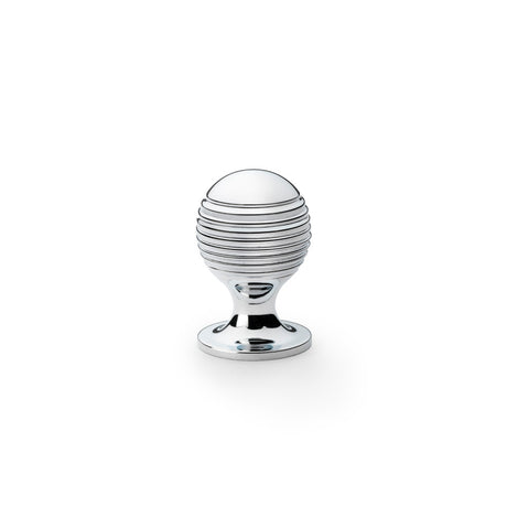 High quality image of Alexander & Wilks Caesar Cupboard Knob on Round Rose - Polished Chrome - 25mm | Sku. aw832-25-pc | Trade Door Handles.