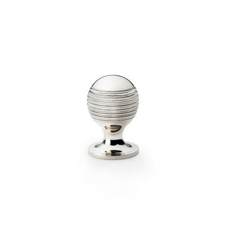 High quality image of Alexander & Wilks Caesar Cupboard Knob on Round Rose - Polished Nickel - 25mm | Sku. aw832-25-pn | Trade Door Handles.