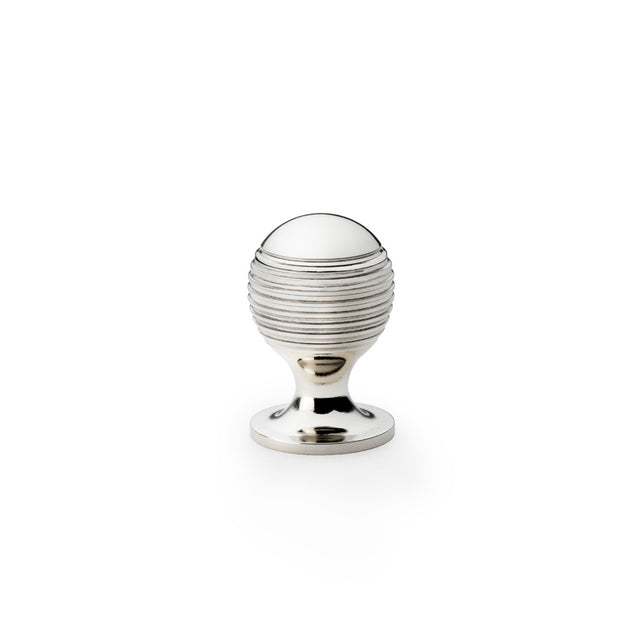 High quality image of Alexander & Wilks Caesar Cupboard Knob on Round Rose - Polished Nickel - 25mm | Sku. aw832-25-pn | Trade Door Handles.