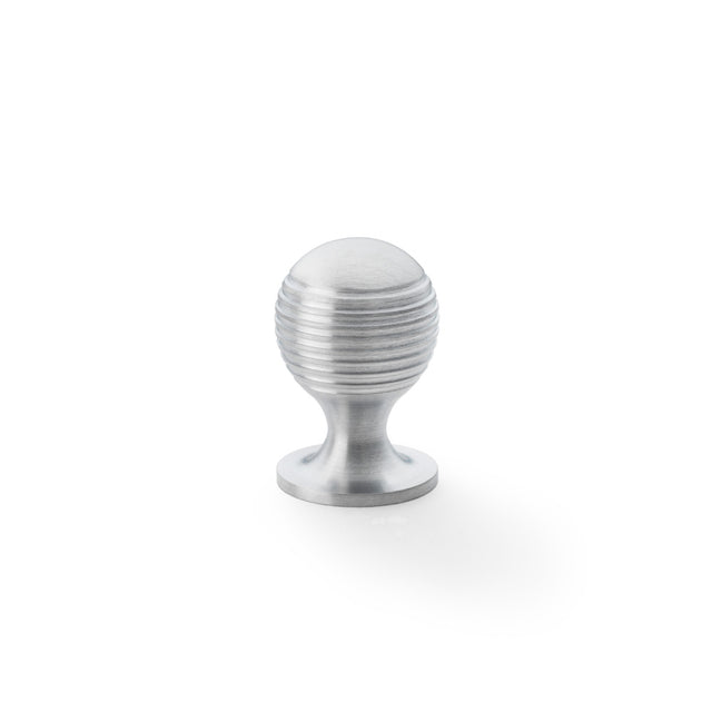 High quality image of Alexander & Wilks Caesar Cupboard Knob on Round Rose - Satin Chrome - 25mm | Sku. aw832-25-sc | Trade Door Handles.