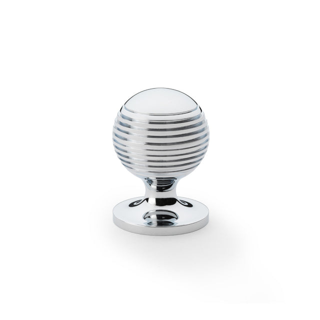 High quality image of Alexander & Wilks Caesar Cupboard Knob on Round Rose - Polished Chrome - 32mm | Sku. aw832-32-pc | Trade Door Handles.