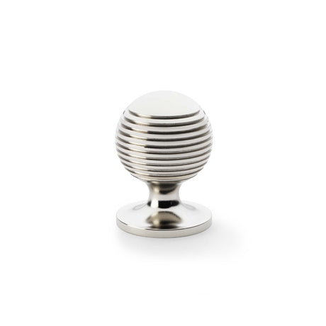 High quality image of Alexander & Wilks Caesar Cupboard Knob on Round Rose - Polished Nickel - 32mm | Sku. aw832-32-pn | Trade Door Handles.